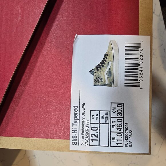 Vans Sk8-Hi Tapered Olive Denim Embroidery Skull Men's Size 12 BRAND NEW - Picture 9 of 12